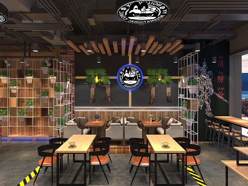 動漫主題餐飲店裝修設計效果圖