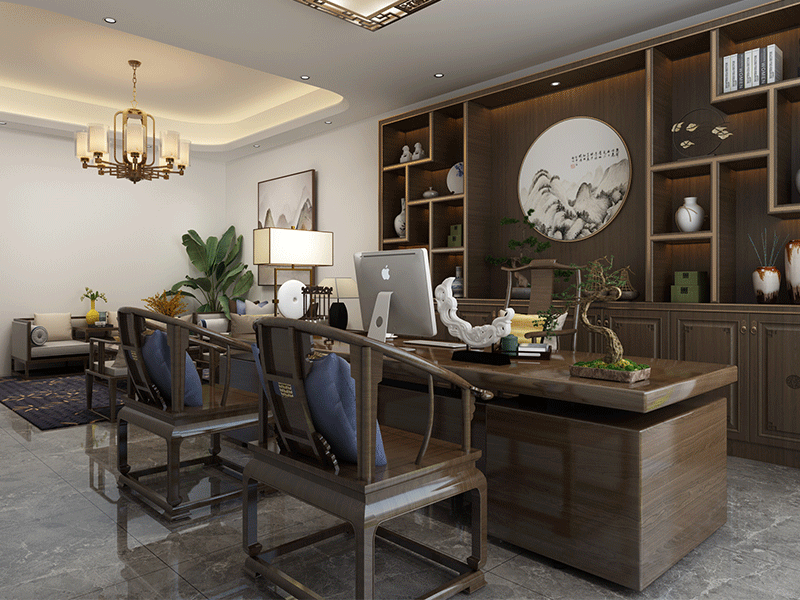 杭州630方新中式辦公室裝修設計效果圖