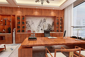 中式老板辦公室裝修設(shè)計全景效果圖