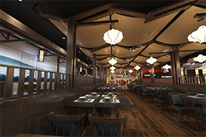 燒公雞火鍋店裝修設(shè)計(jì)全景效果圖