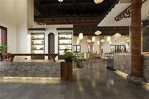 大型新中式餐飲店裝修設(shè)計(jì)全景效果圖