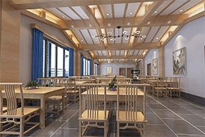 新中式徽派餐廳裝修設(shè)計(jì)全景圖