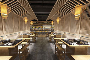 大型新中式火鍋店裝修設計全景圖