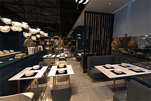 1000平自助餐飲店裝修設計全景